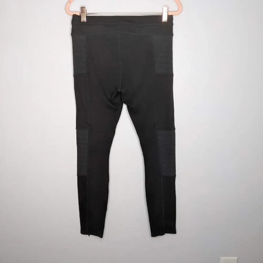 Athleta Black Trailsetter Motion Ankle Zip Ponte Moto Pants With Pockets Size 6 - Picture 7 of 9